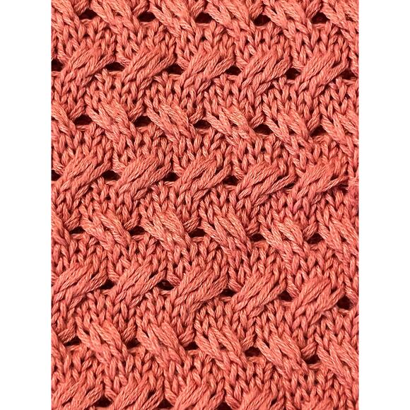 Venus Tulip Button Hem Sweater Crew Neck Coral Split Side Open Weave Sz XL 16 - Picture 4 of 7